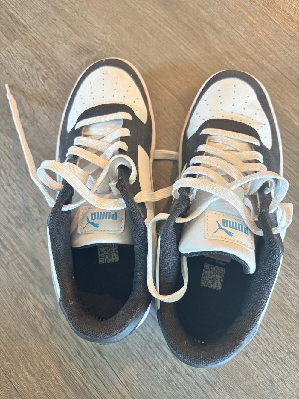 Puma Kids White and Dark Gray Low-Top Sneakers
